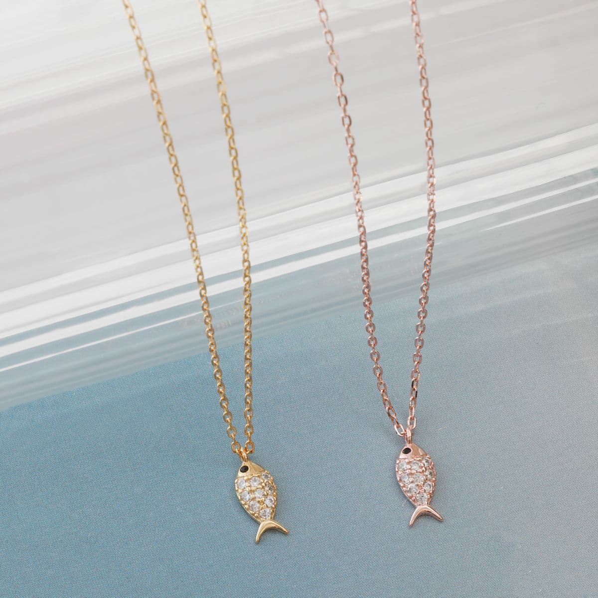 [SN6610] Silver 925 Mini Cubic Lucky Fish Necklace - 이미지 5