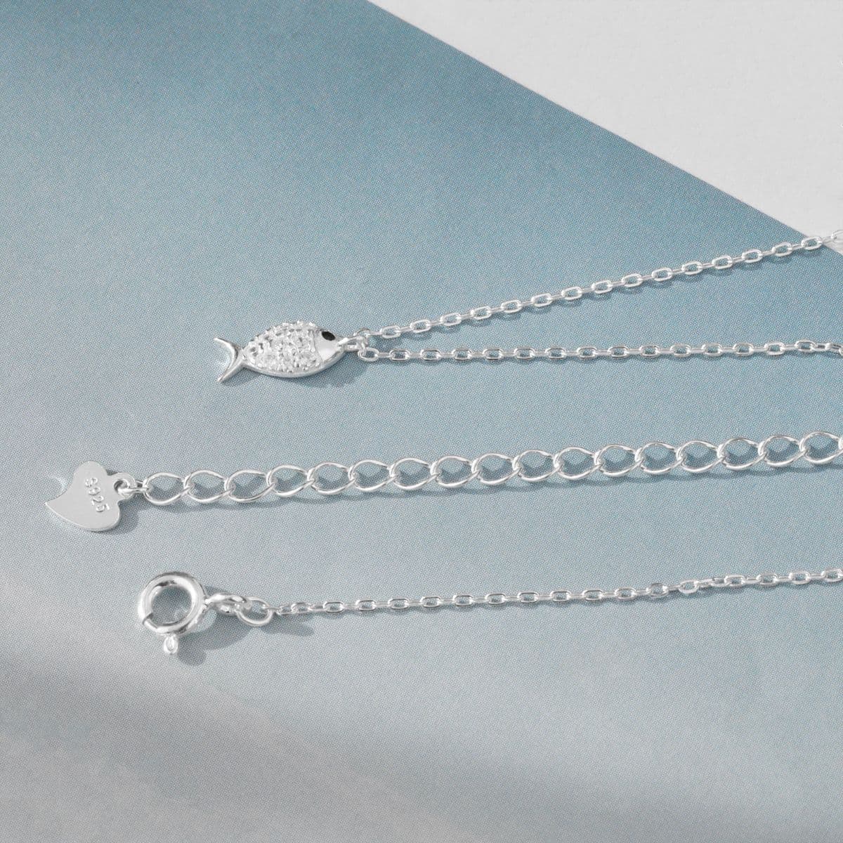 [SN6610] Silver 925 Mini Cubic Lucky Fish Necklace - 이미지 9