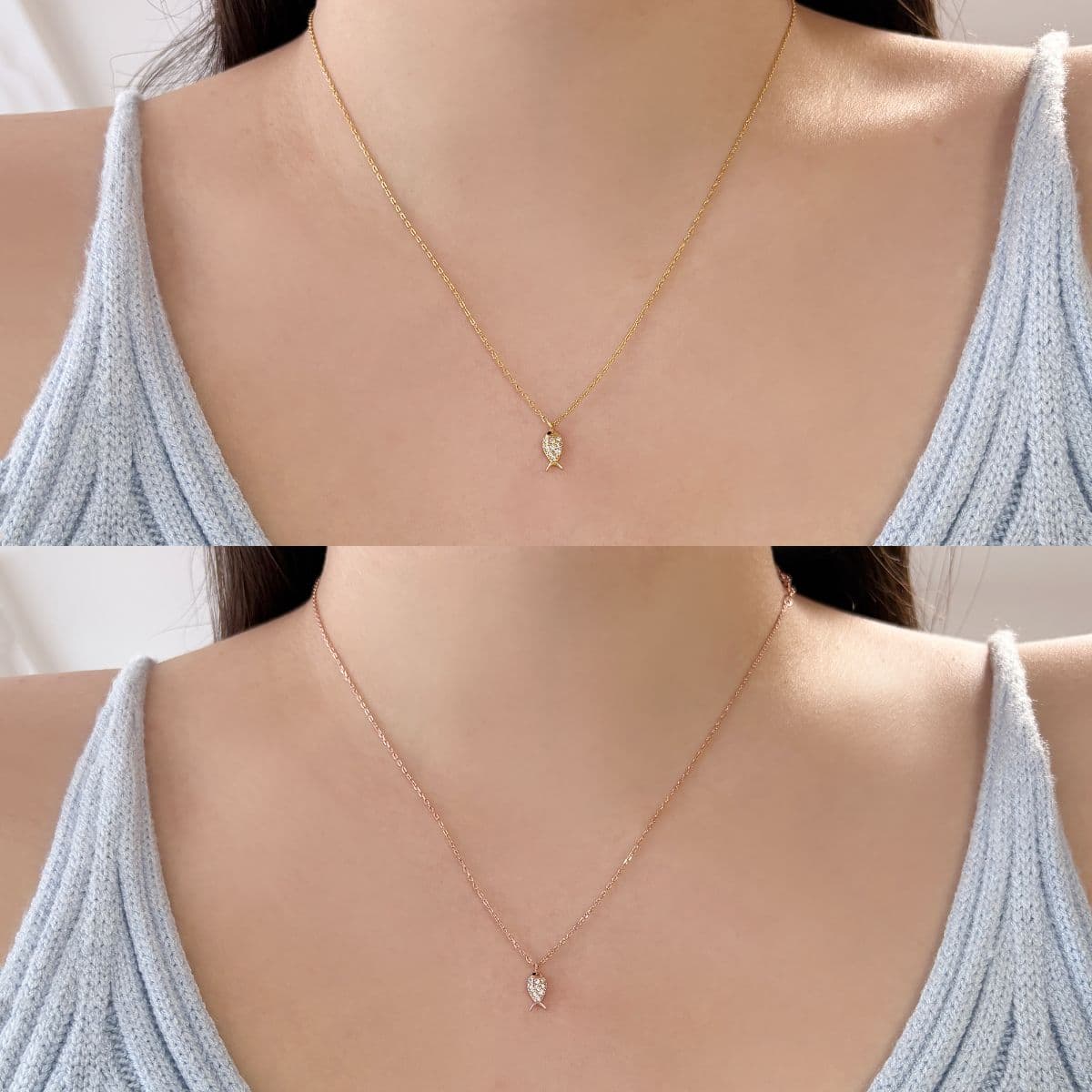 [SN6610] Silver 925 Mini Cubic Lucky Fish Necklace - 이미지 4