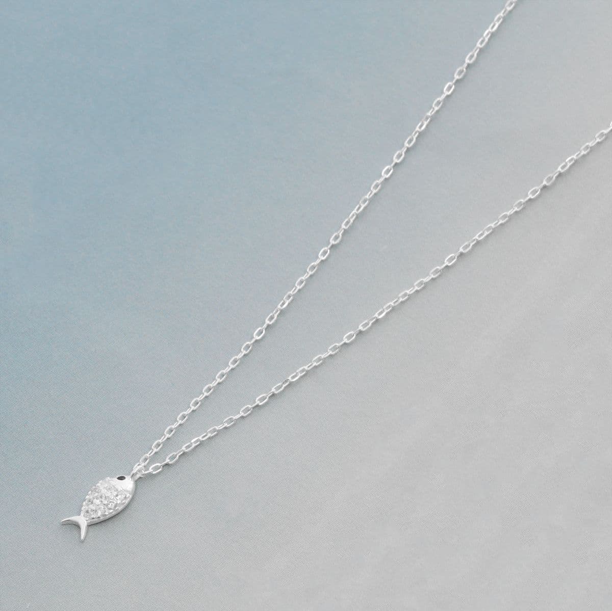 [SN6610] Silver 925 Mini Cubic Lucky Fish Necklace - 이미지 3