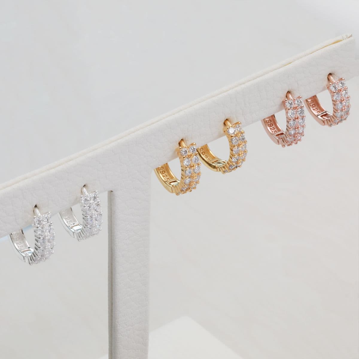 [SHG6615] Silver 925 Cubic Double Line One-Touch Earrings - 이미지 8