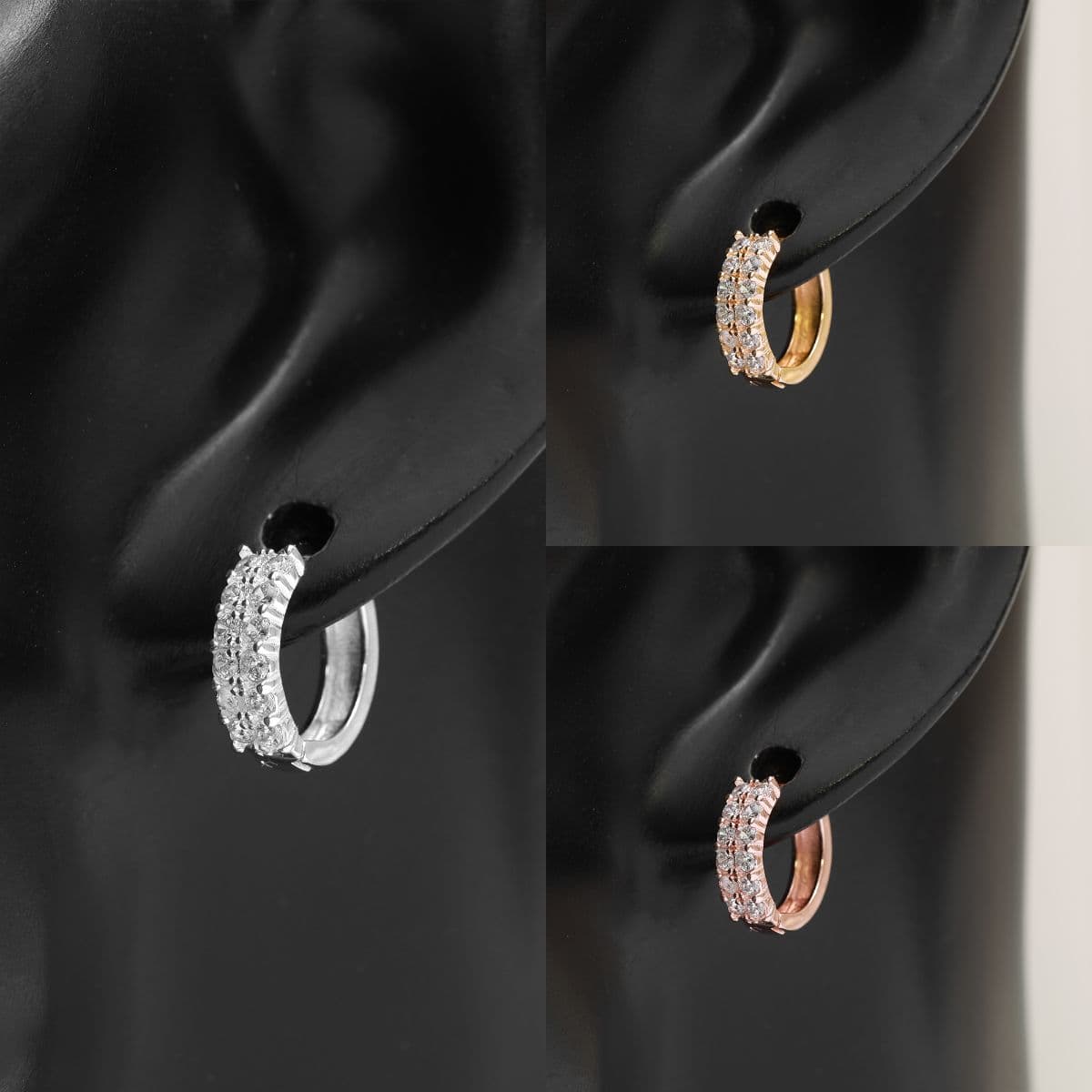 [SHG6615] Silver 925 Cubic Double Line One-Touch Earrings - 이미지 10