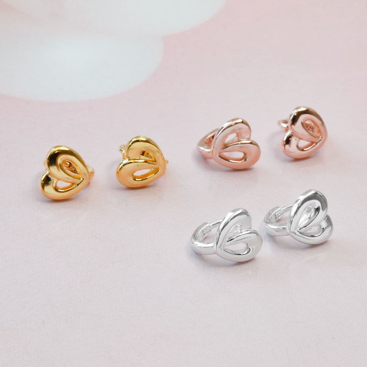 [SE0283] Silver 925 One-Line Heart One-Touch Earrings - 이미지 9