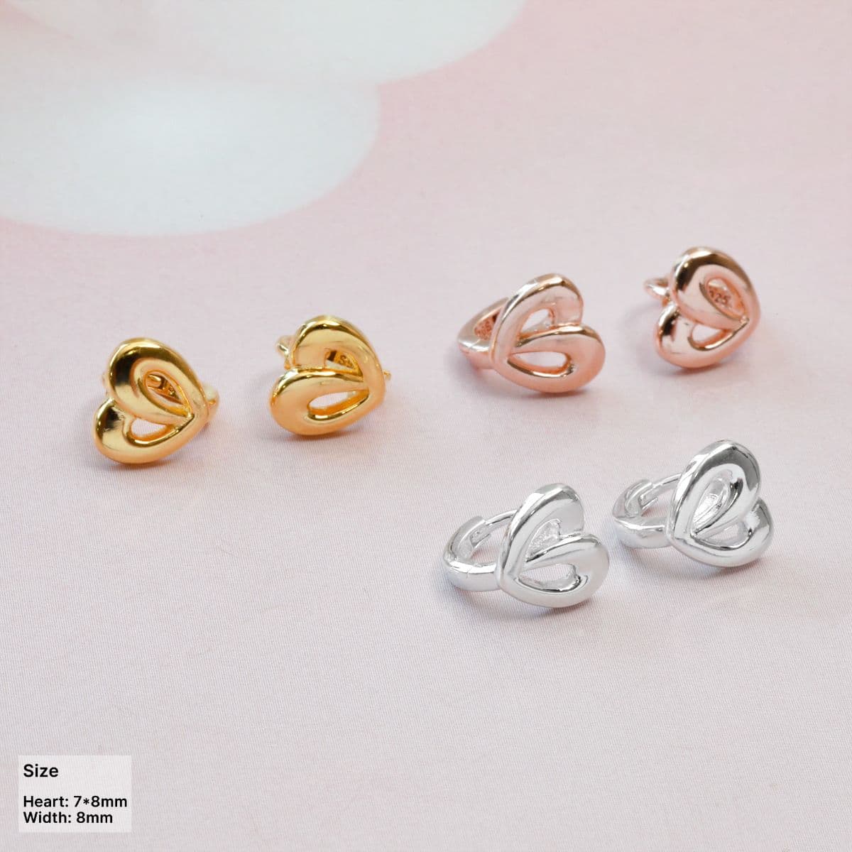 [SE0283] Silver 925 One-Line Heart One-Touch Earrings - 이미지 1