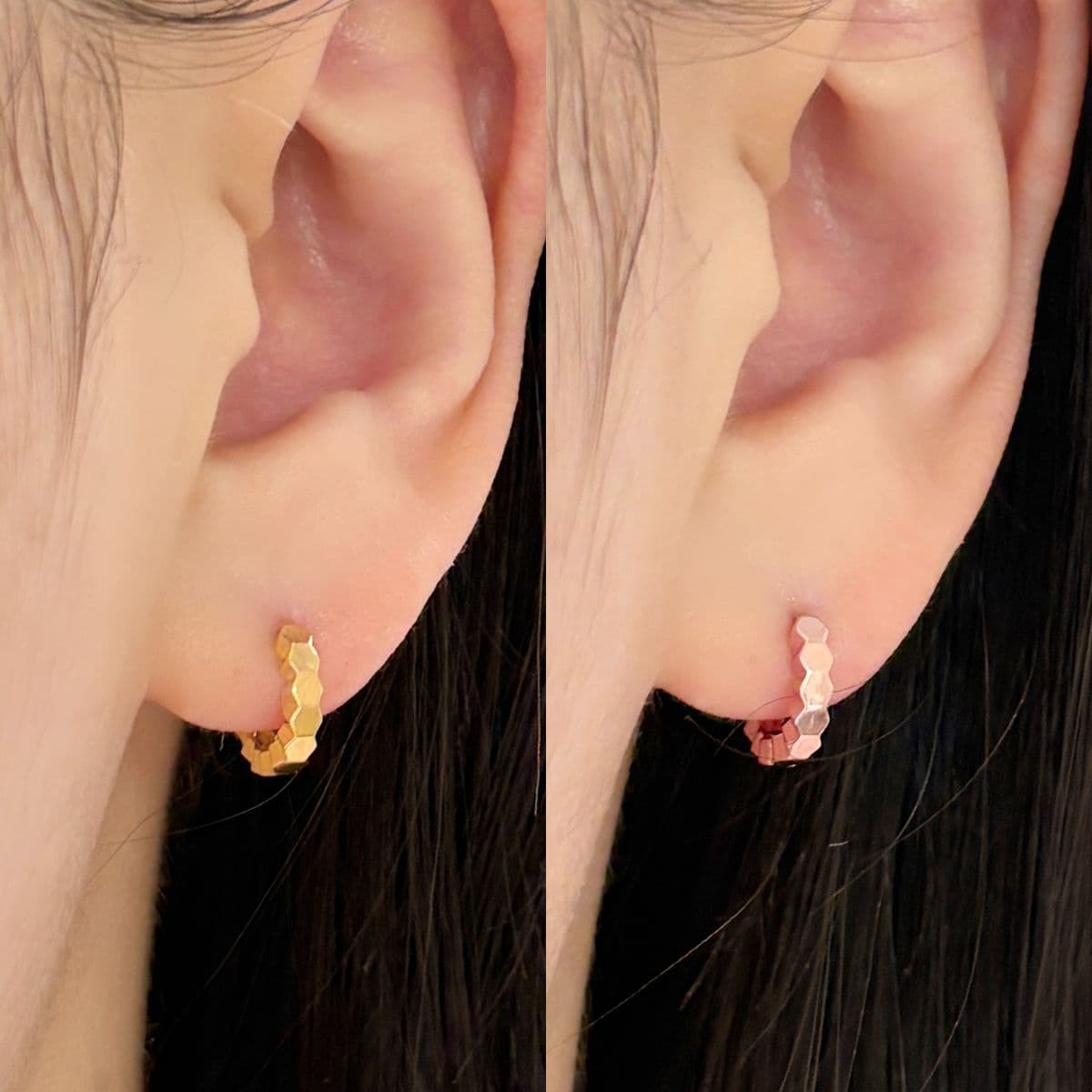 [SE0272], [SHG6616] Silver 925 Plain Honeycomb One-Touch Earrings - 이미지 6