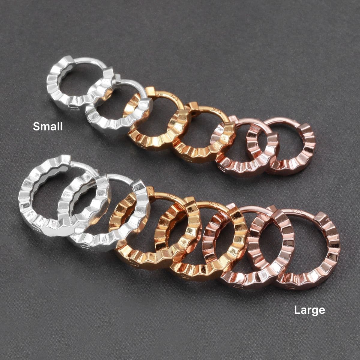[SE0272], [SHG6616] Silver 925 Plain Honeycomb One-Touch Earrings - 이미지 10