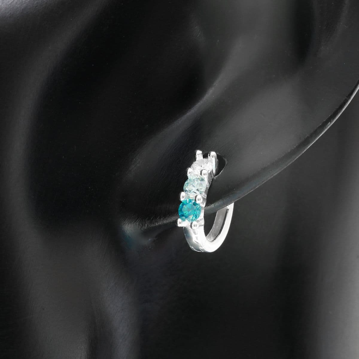 Silver 925 Summer Blue Cubic One-Touch Earrings Set - 이미지 11