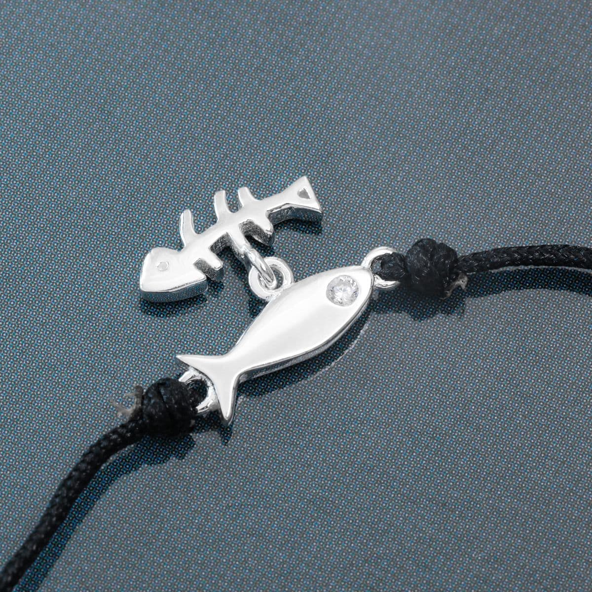 [SB6700] Silver 925 Fish and Thorn Black String Bracelet - 이미지 6