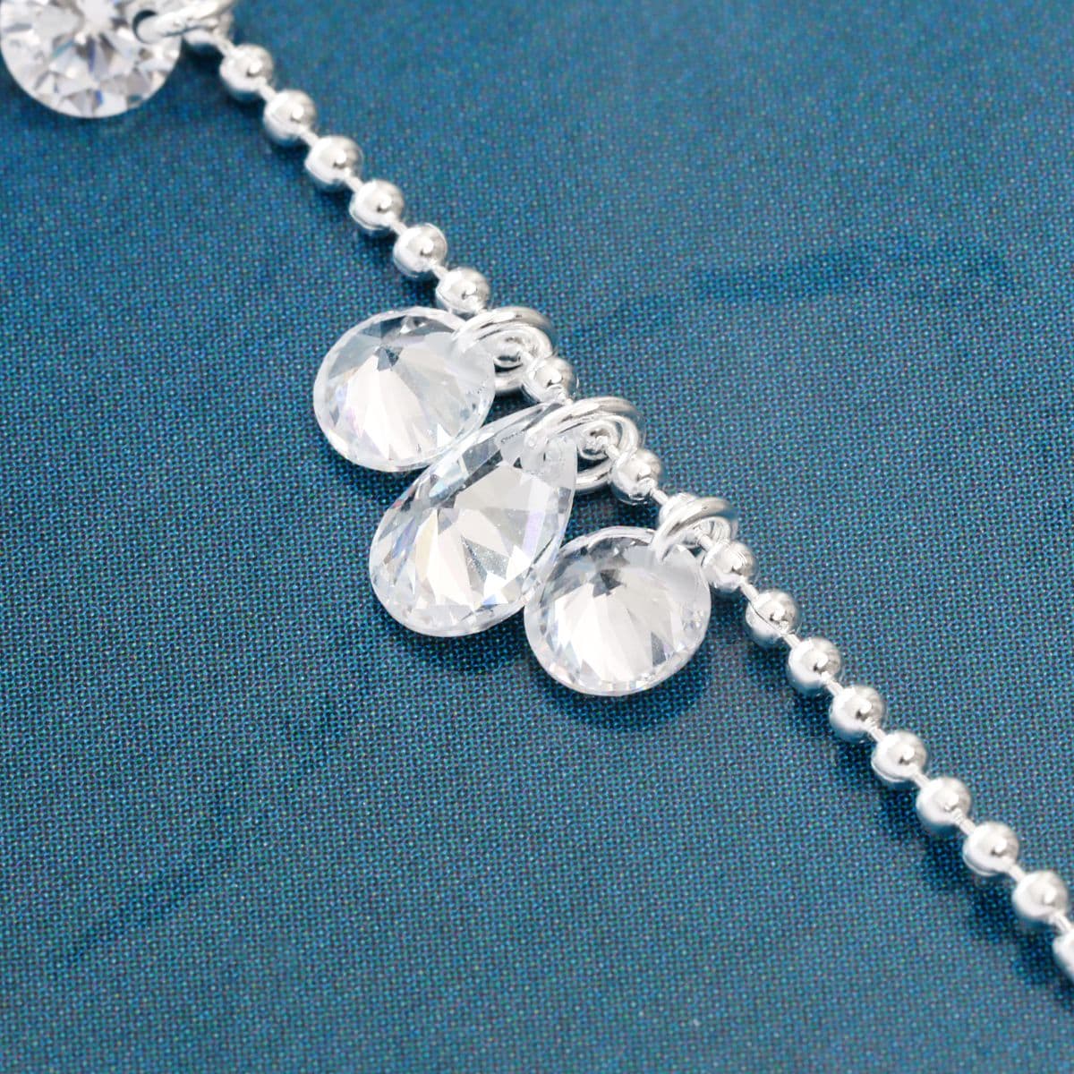 [SE6700] 925 Silver Cubic Bundle and Ball Chain Drop Earrings - 이미지 7