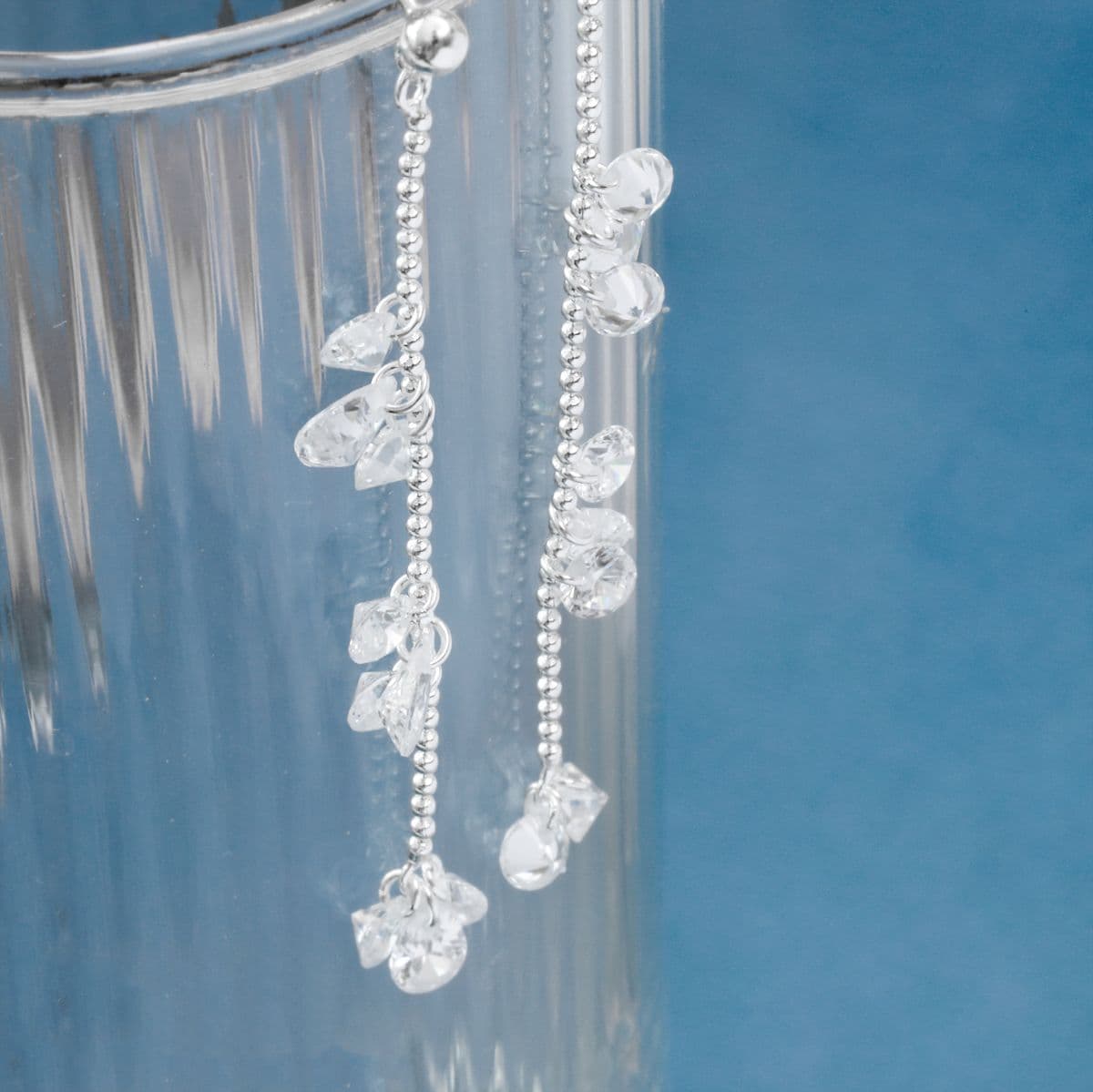 [SE6700] 925 Silver Cubic Bundle and Ball Chain Drop Earrings - 이미지 8