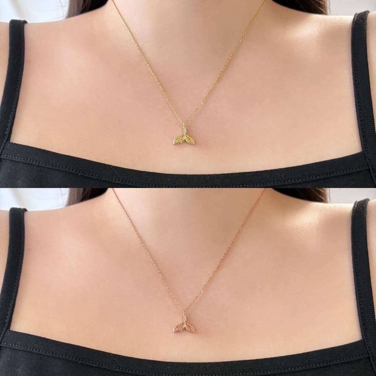 [SN6700] Silver 925 Thin and Cubic Whale Tail Necklace - 이미지 5