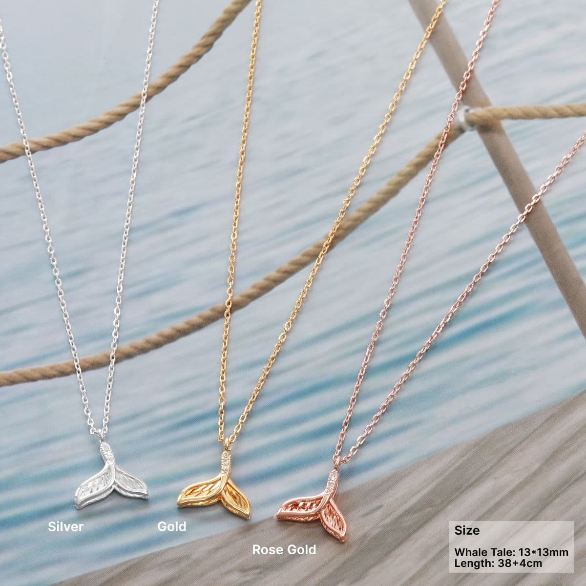 [SN6700] Silver 925 Thin and Cubic Whale Tail Necklace - 이미지 1