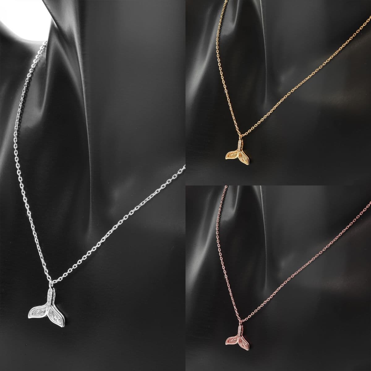 [SN6700] Silver 925 Thin and Cubic Whale Tail Necklace - 이미지 12