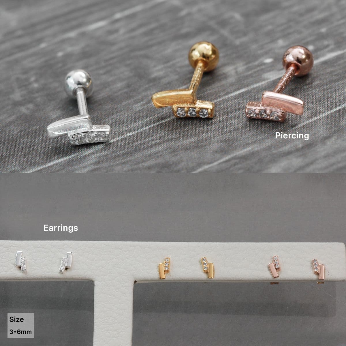 [SPC6606] Silver 925 Mini Double Bar Piercing - 이미지 1