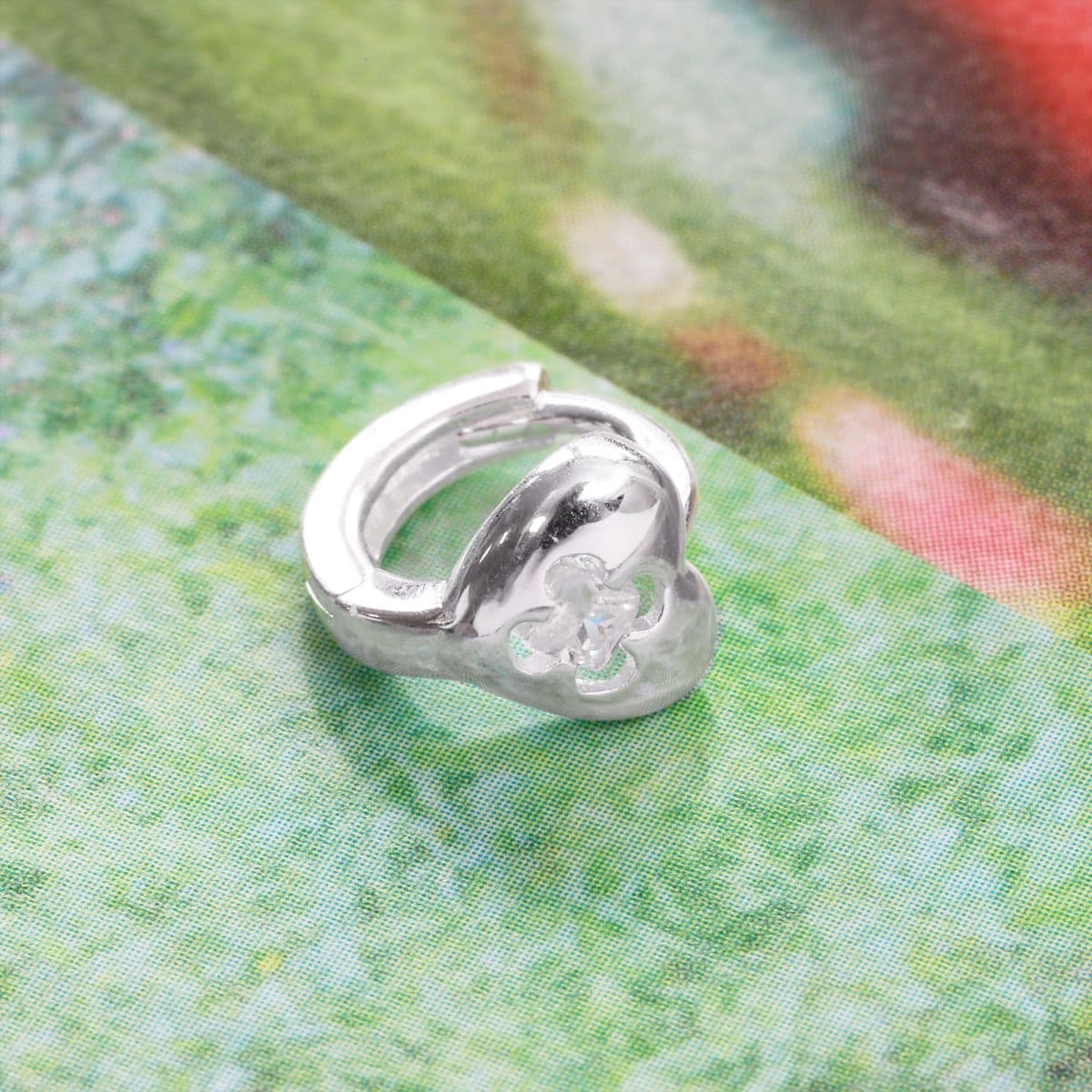 [SHG6703] Silver 925 Cubic In Flower Heart One-Touch Earrings - 이미지 4