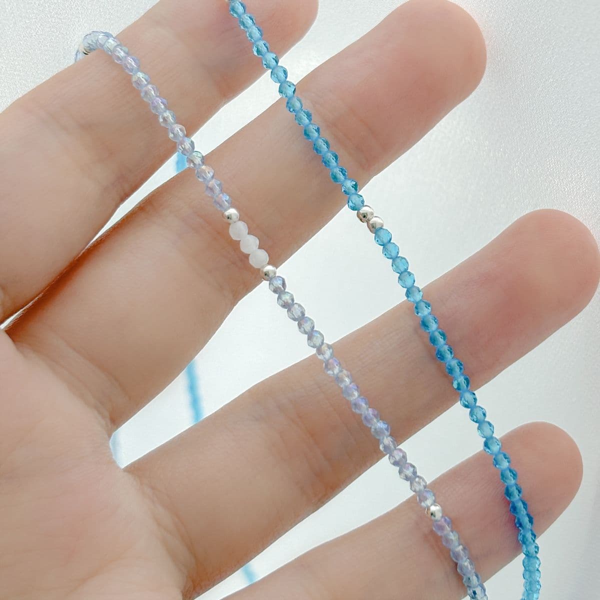 Silver 925 Blue Summer Beads and Natural Moonstone Set (Bracelet, Necklace) - 이미지 13