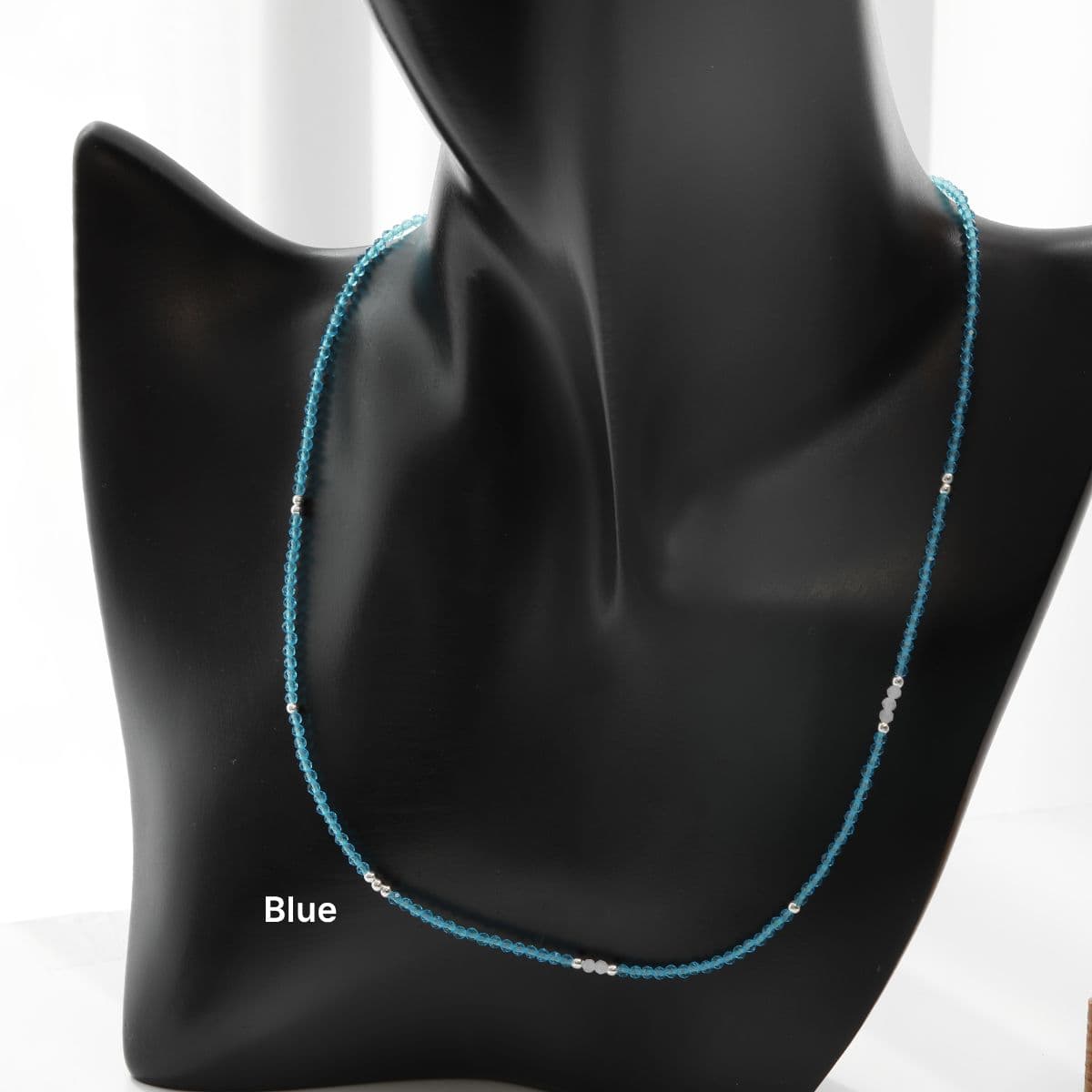 Silver 925 Blue Summer Beads and Natural Moonstone Set (Bracelet, Necklace) - 이미지 9