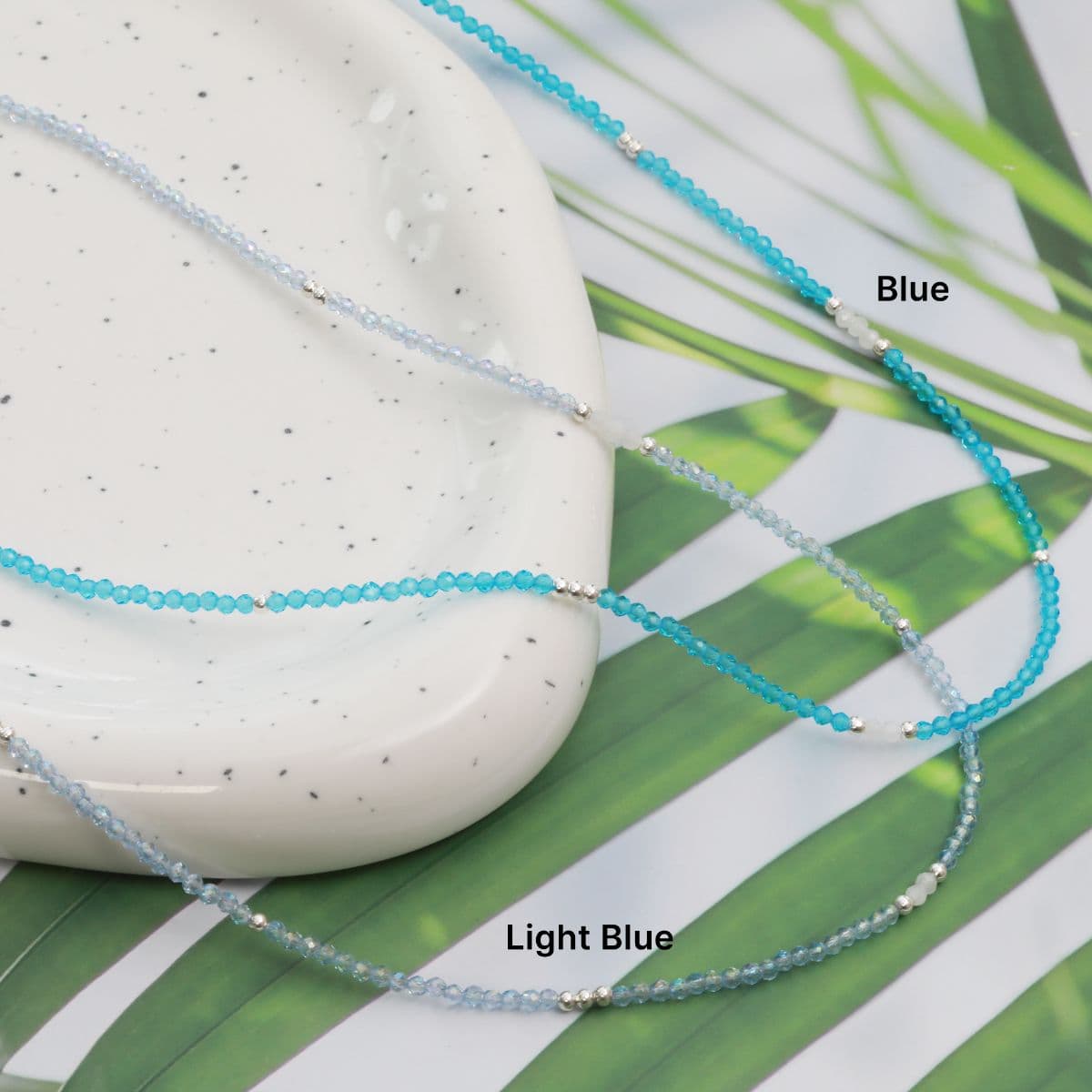 Silver 925 Blue Summer Beads and Natural Moonstone Set (Bracelet, Necklace) - 이미지 8