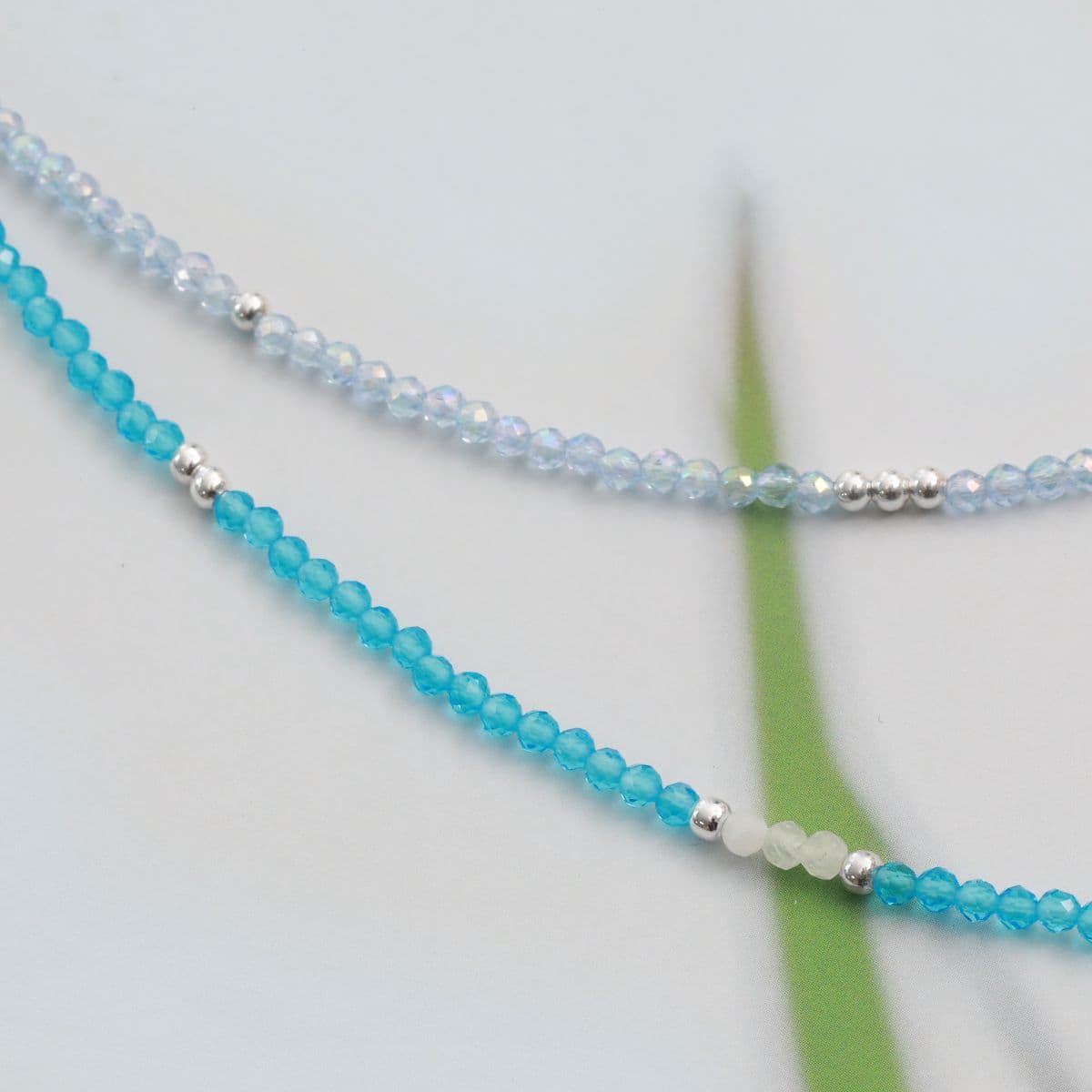Silver 925 Blue Summer Beads and Natural Moonstone Set (Bracelet, Necklace) - 이미지 15