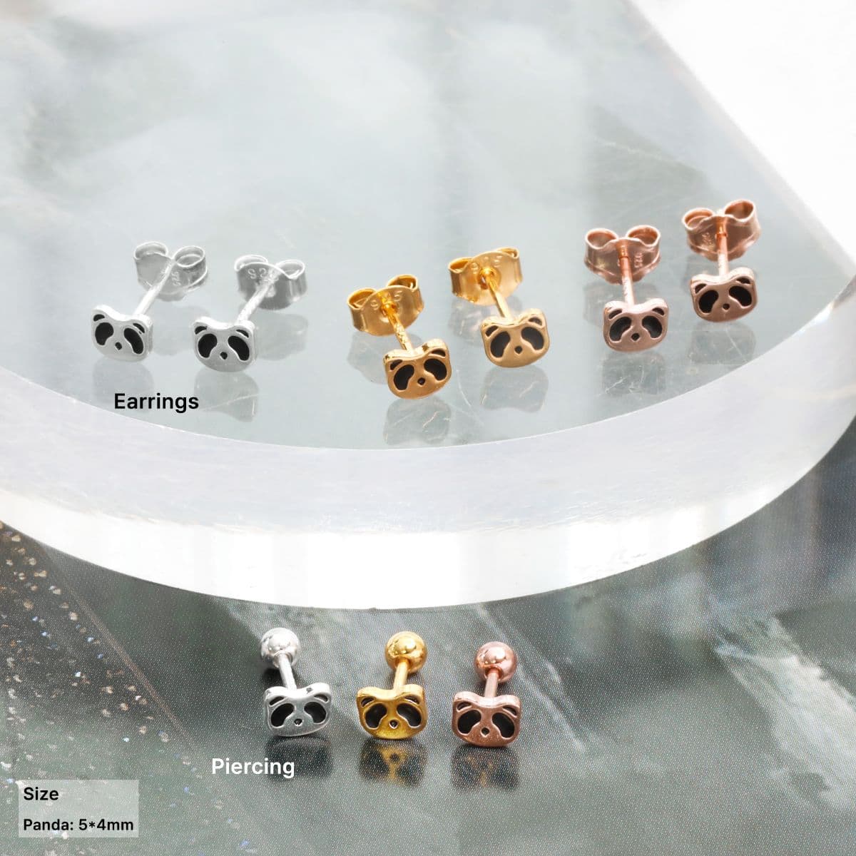 [SPC4611], [SE4611] Silver 925 Mini Panda Set (Piercing, Earrings) - 이미지 1