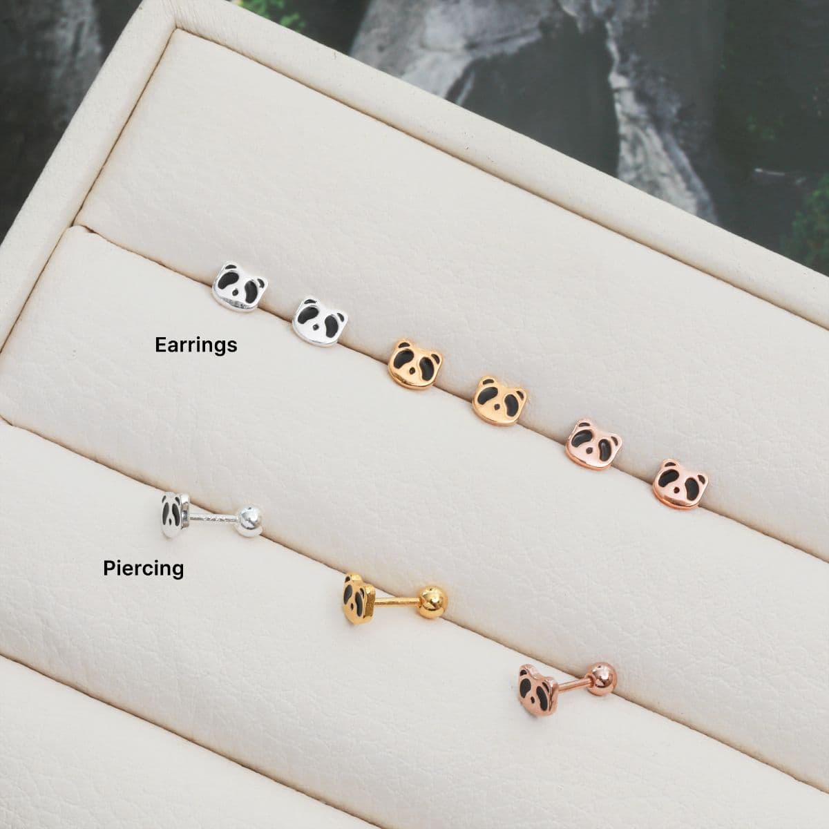 [SPC4611], [SE4611] Silver 925 Mini Panda Set (Piercing, Earrings) - 이미지 2