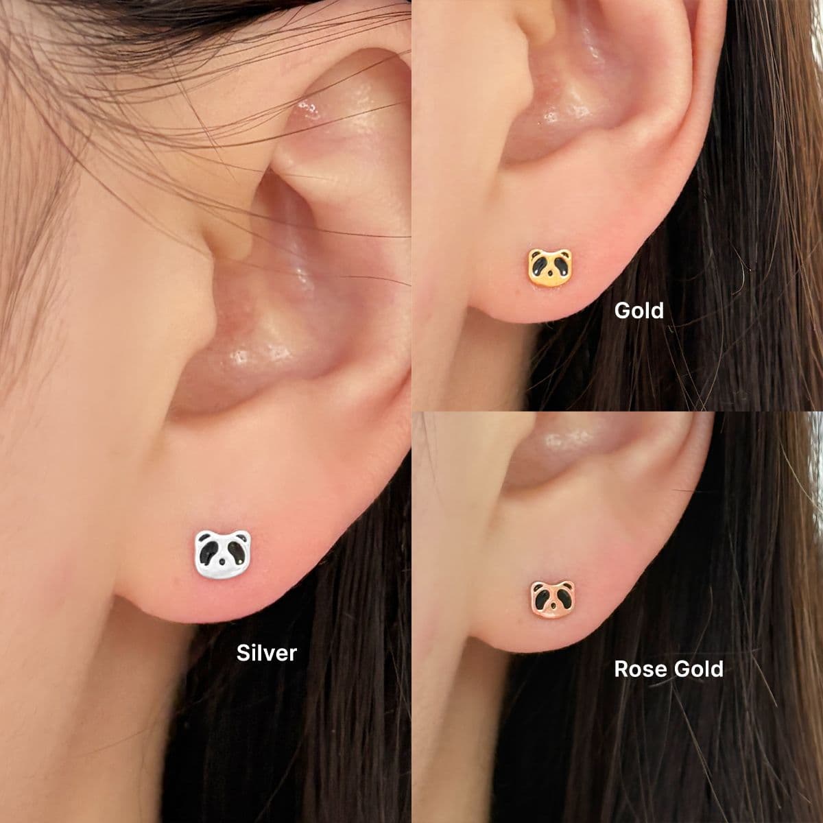 [SPC4611], [SE4611] Silver 925 Mini Panda Set (Piercing, Earrings) - 이미지 3