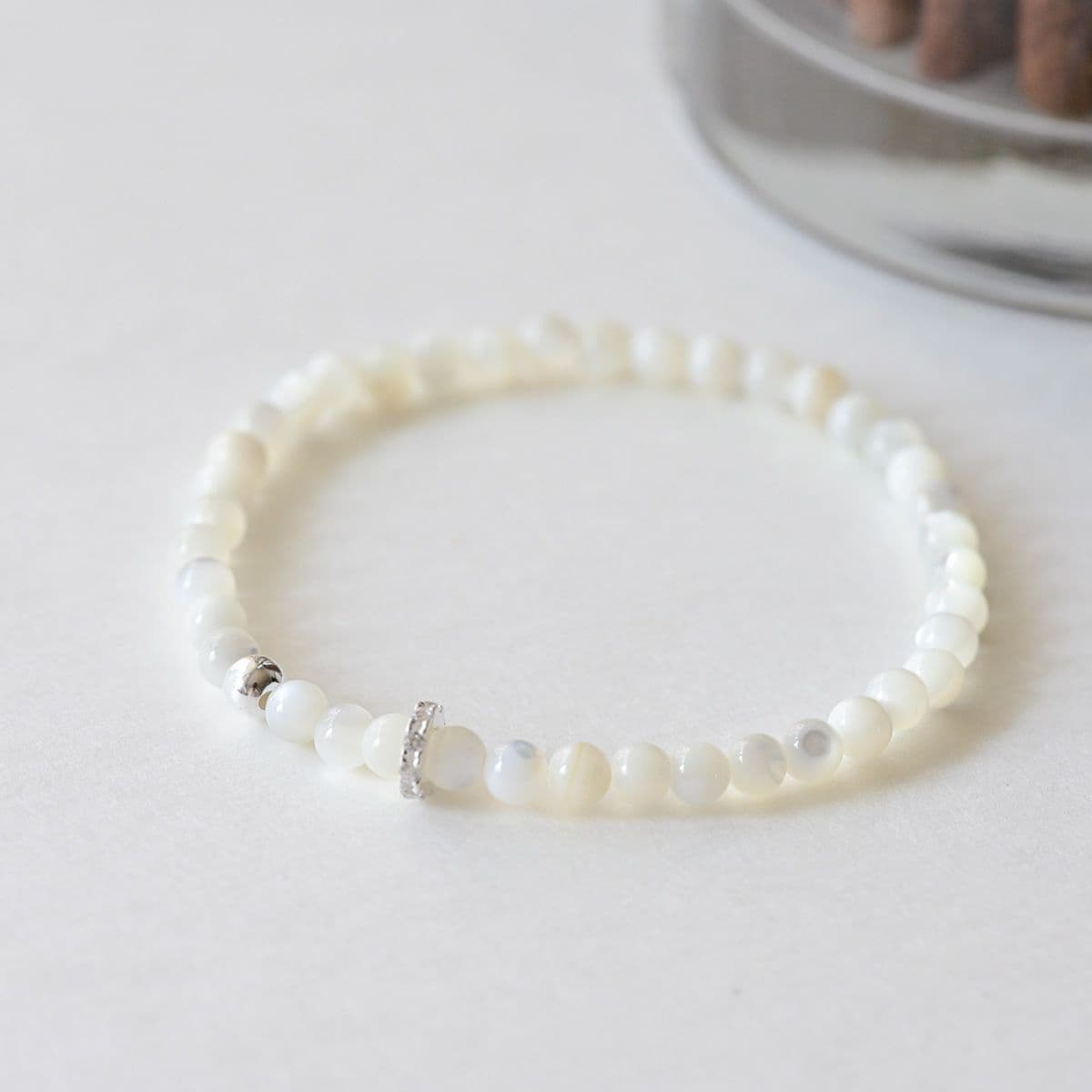 925 Silver Mother-of-Pearl Silver Charm Urethane Bracelet - 이미지 8