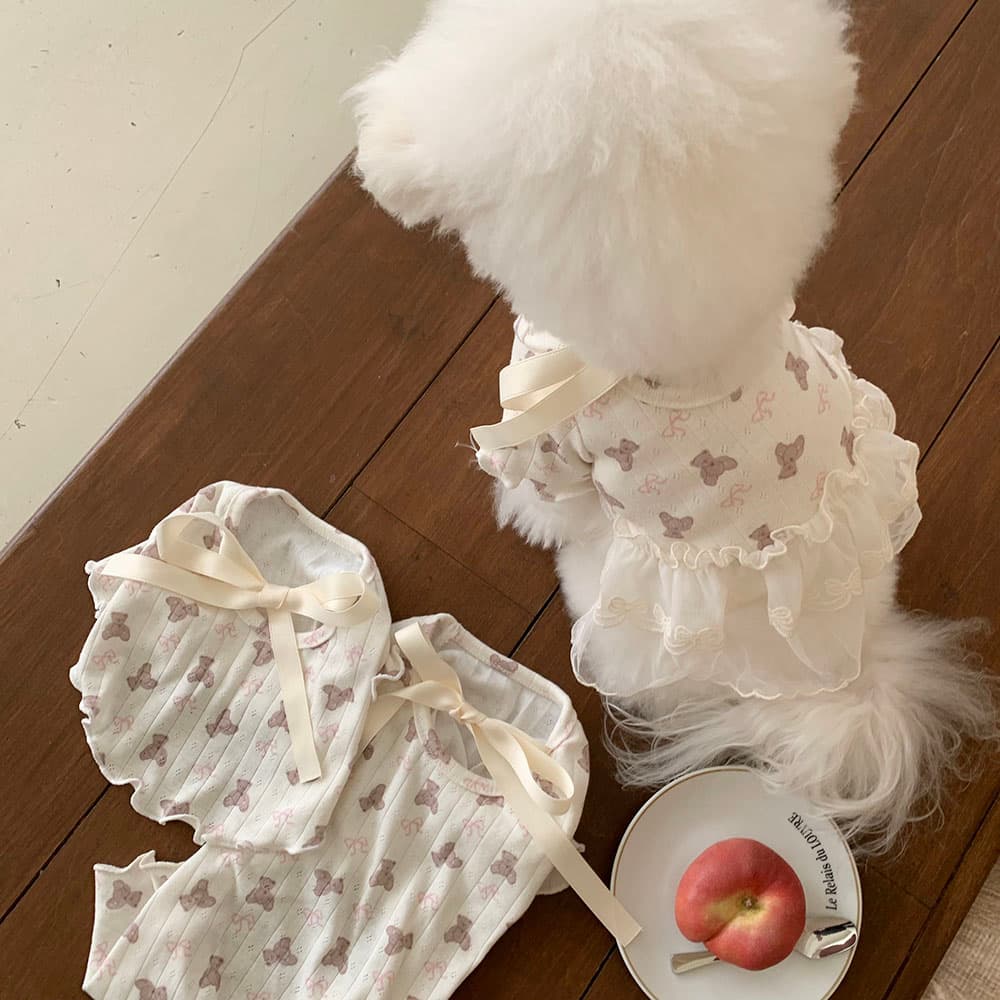 발레코어 리본 곰돌이 티셔츠/올인원/원피스 - 이미지 16