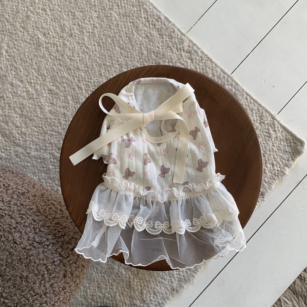 발레코어 리본 곰돌이 티셔츠/올인원/원피스 - 이미지 6