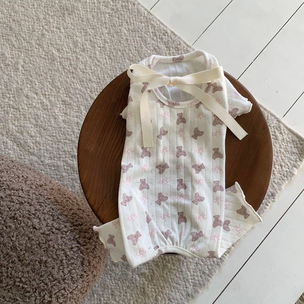 발레코어 리본 곰돌이 티셔츠/올인원/원피스 - 이미지 8