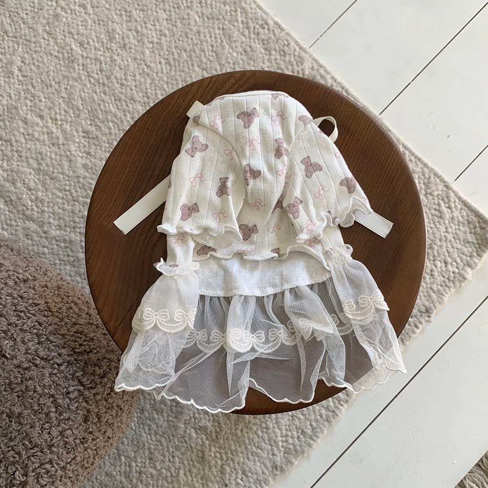 발레코어 리본 곰돌이 티셔츠/올인원/원피스 - 이미지 7