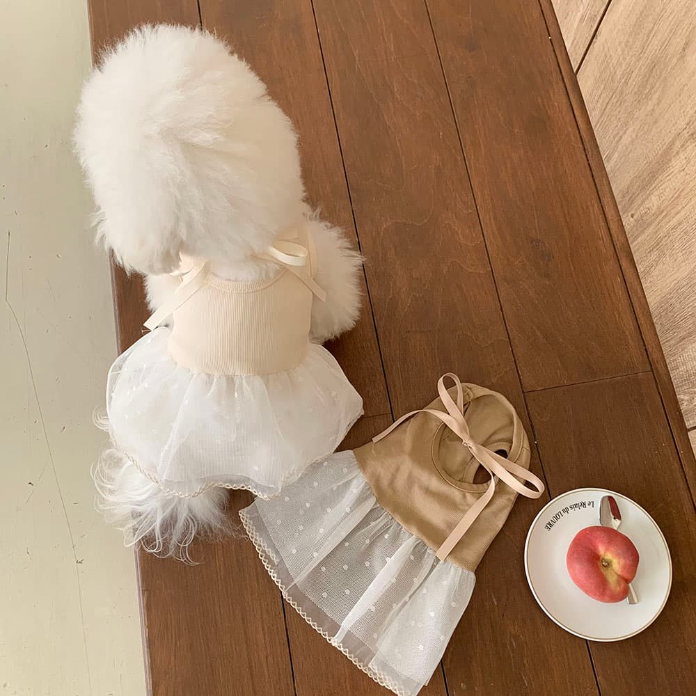 발레코어 골지 레이스 원피스 - 이미지 4