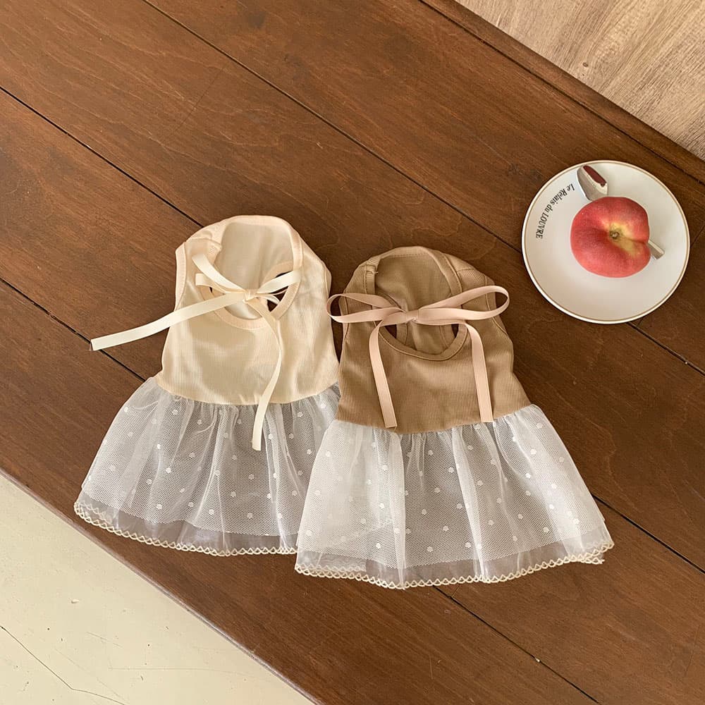 발레코어 골지 레이스 원피스 - 이미지 6