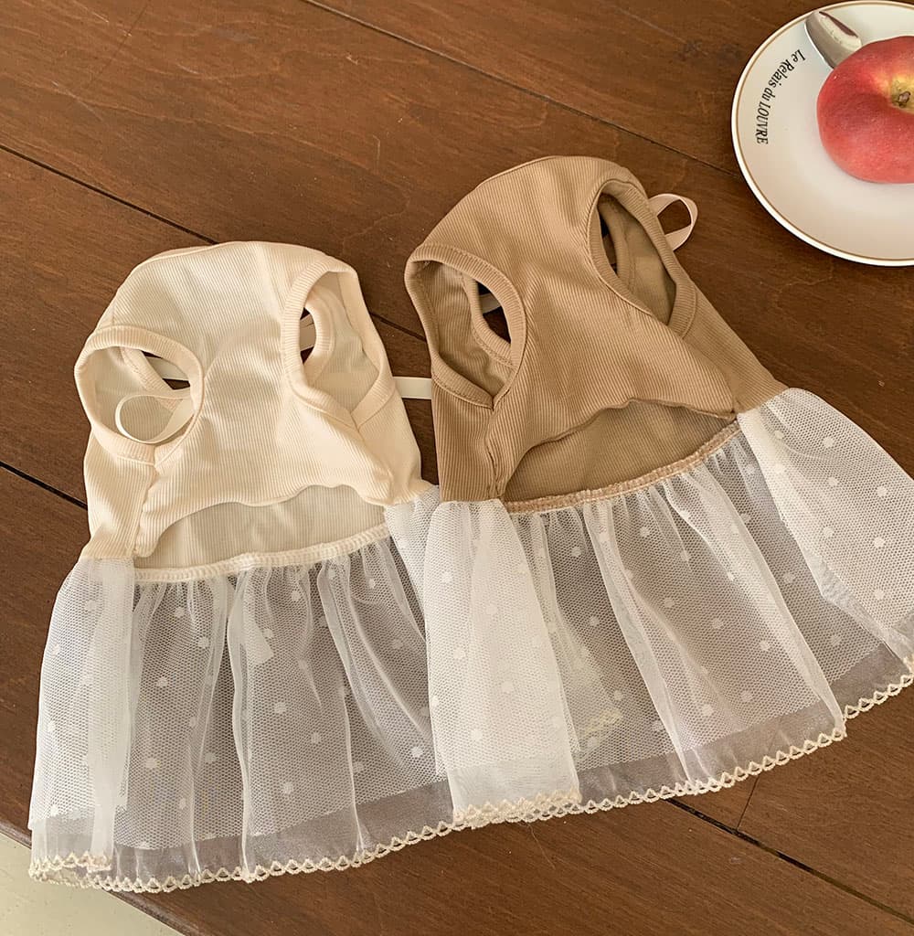 발레코어 골지 레이스 원피스 - 이미지 8