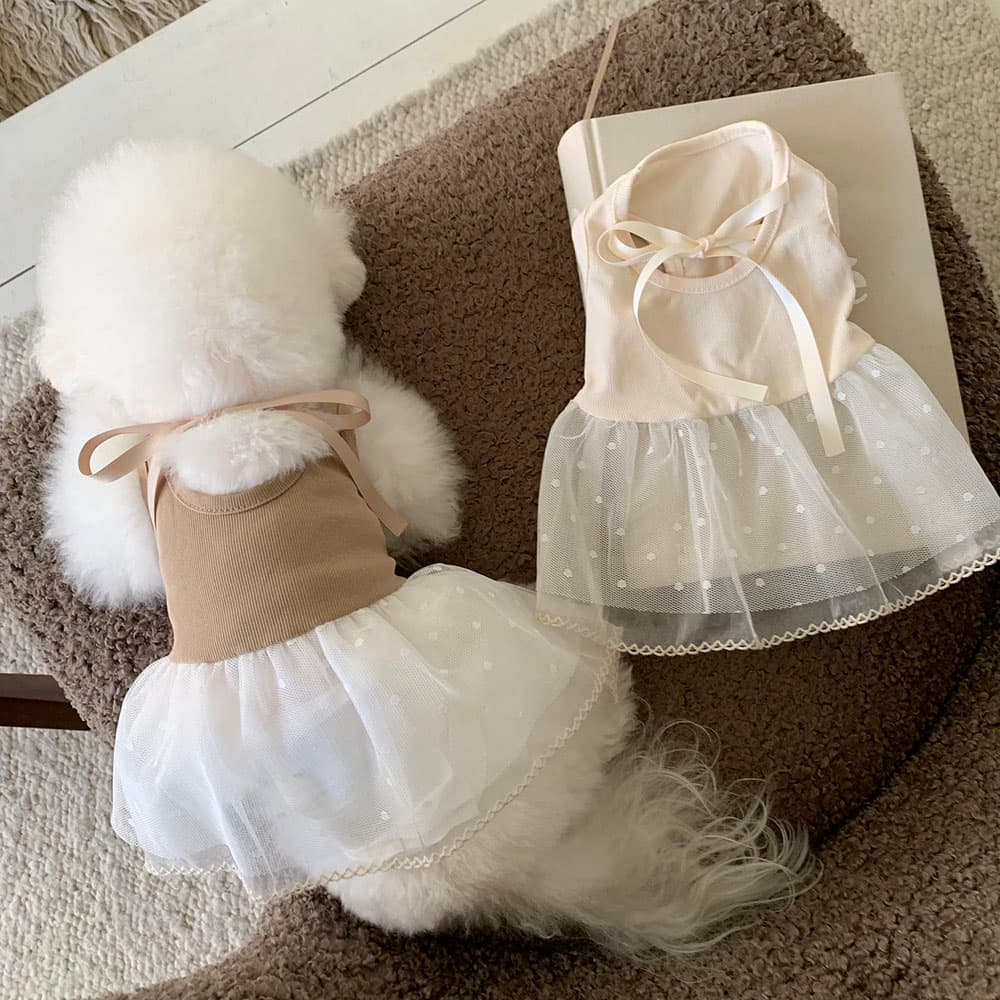 발레코어 골지 레이스 원피스 - 이미지 5