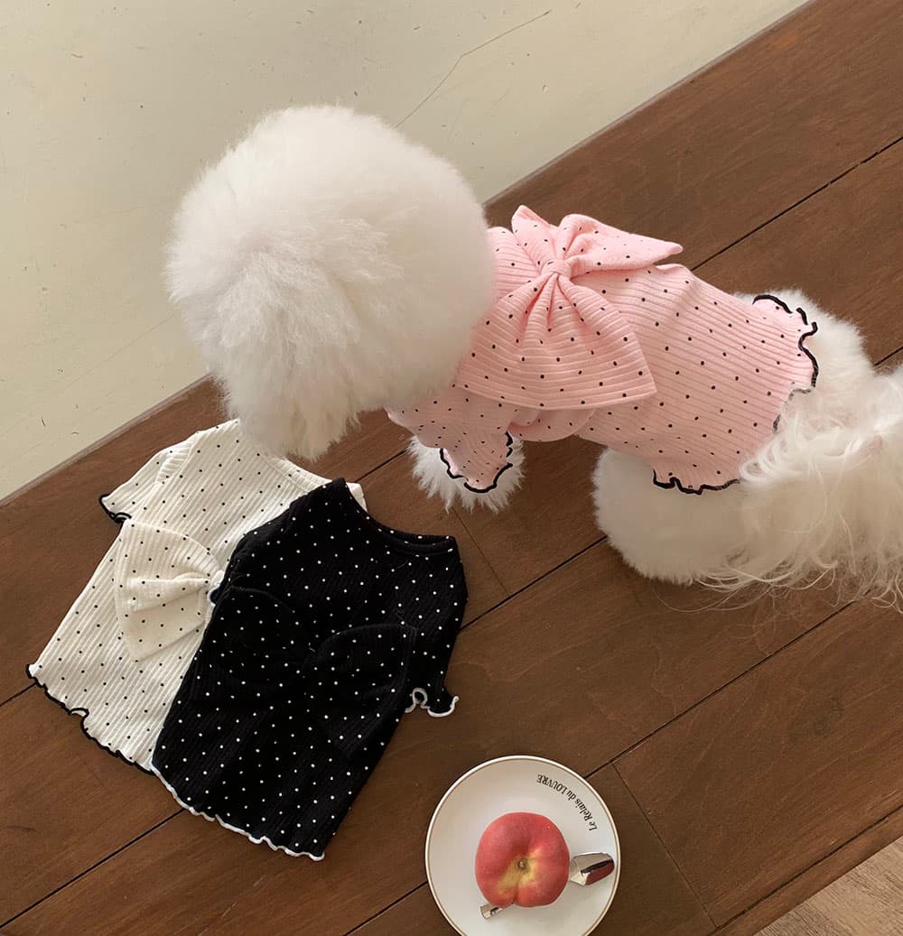 왕리본 도트 티셔츠 - 이미지 7