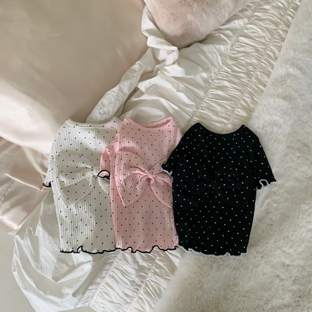 왕리본 도트 티셔츠 - 이미지 9