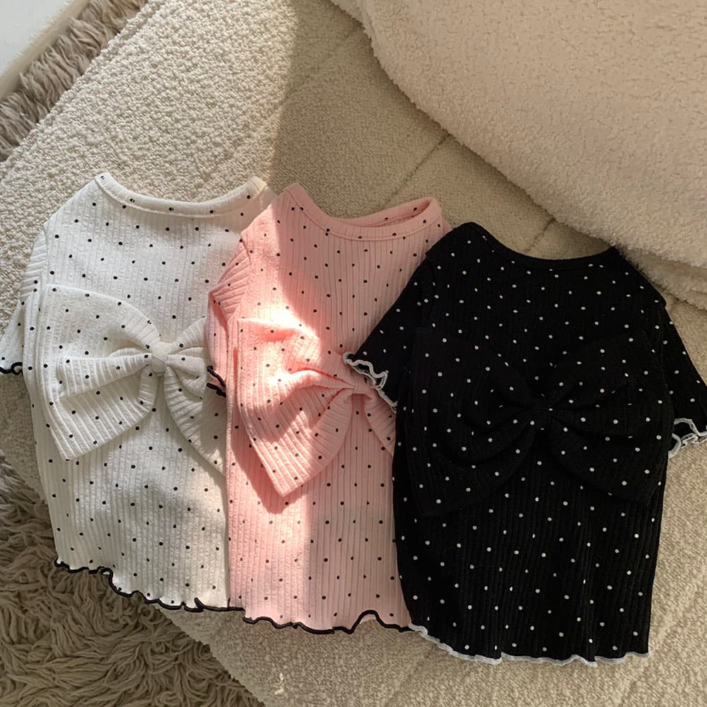 왕리본 도트 티셔츠 - 이미지 10