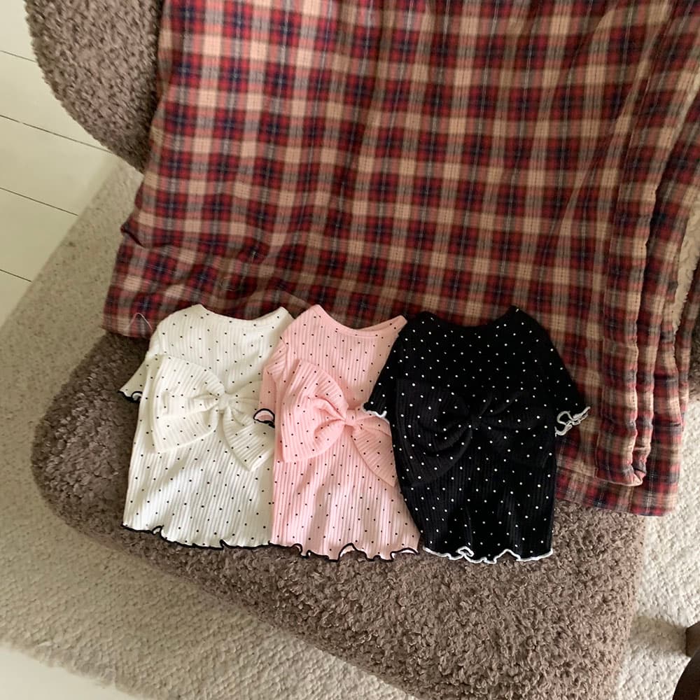 왕리본 도트 티셔츠 - 이미지 11