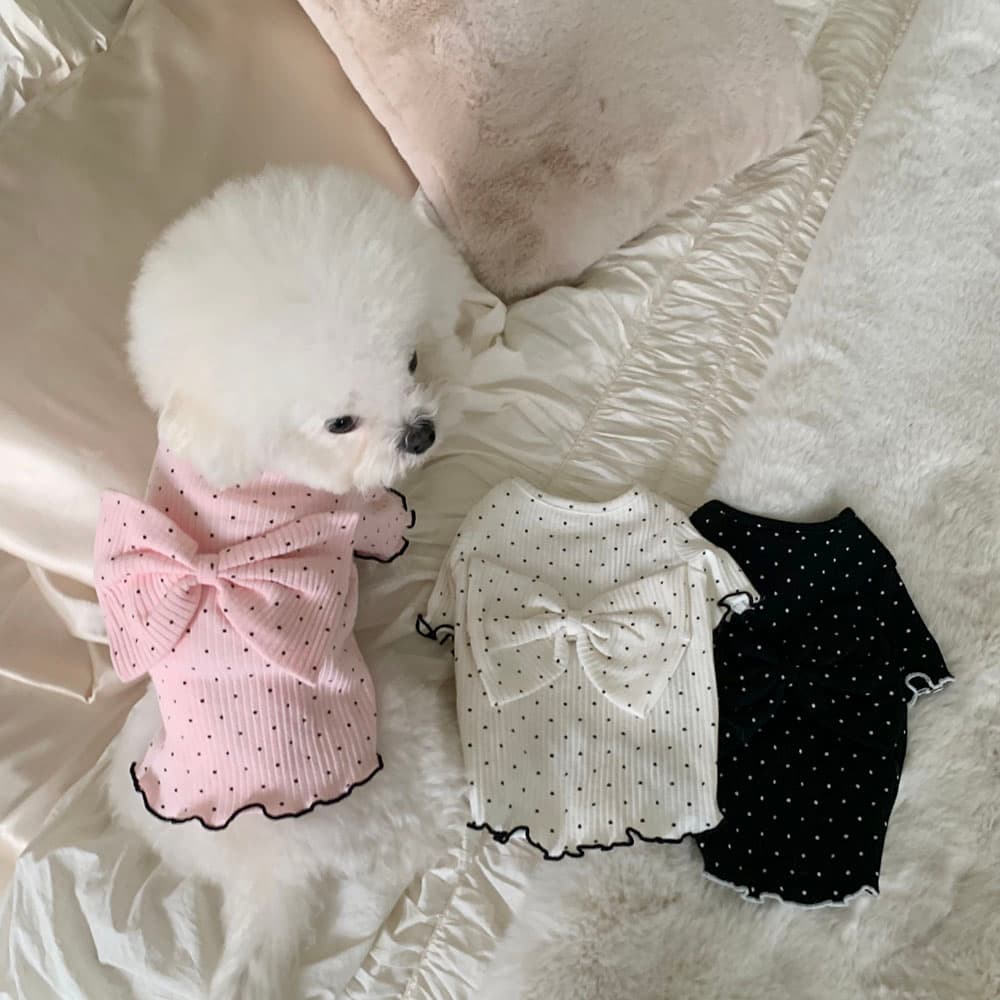 왕리본 도트 티셔츠 - 이미지 2