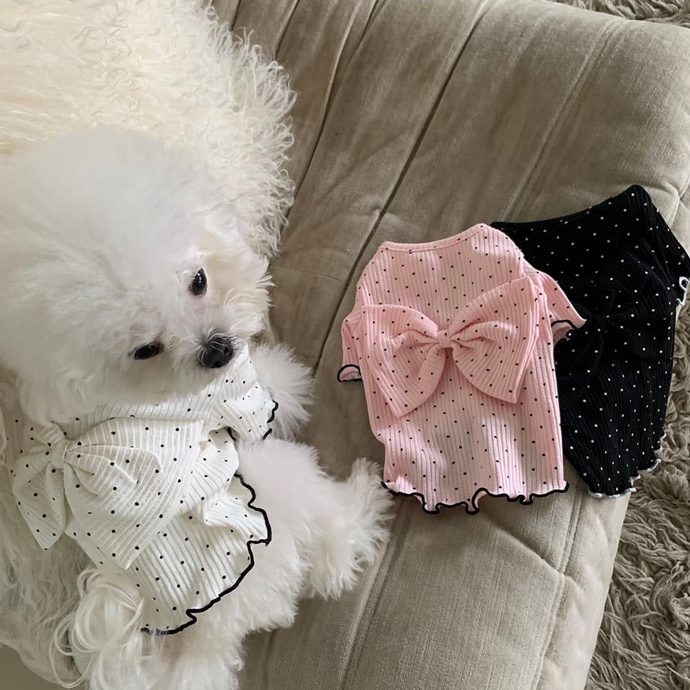 왕리본 도트 티셔츠 - 이미지 6