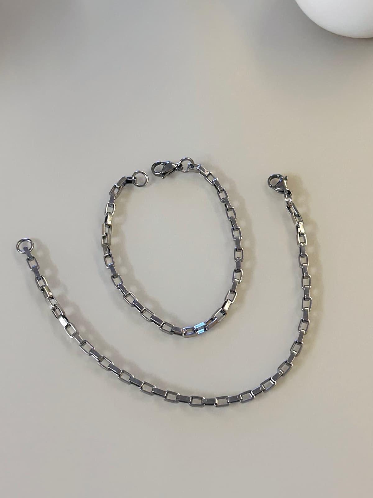 3mm Surgical Steel Rectangular Chain Bracelet - 이미지 3