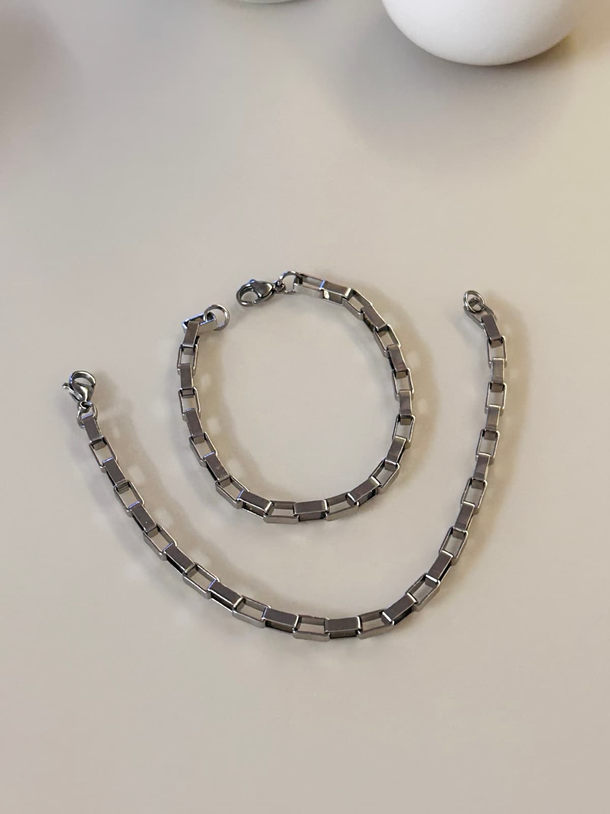 Surgical steel 4mm rectangular chain bracelet - 이미지 2