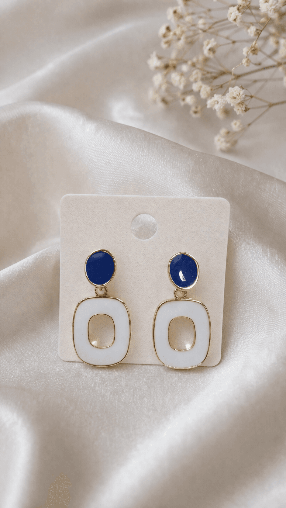 Enamel Colored Square Drop Earrings - 이미지 3