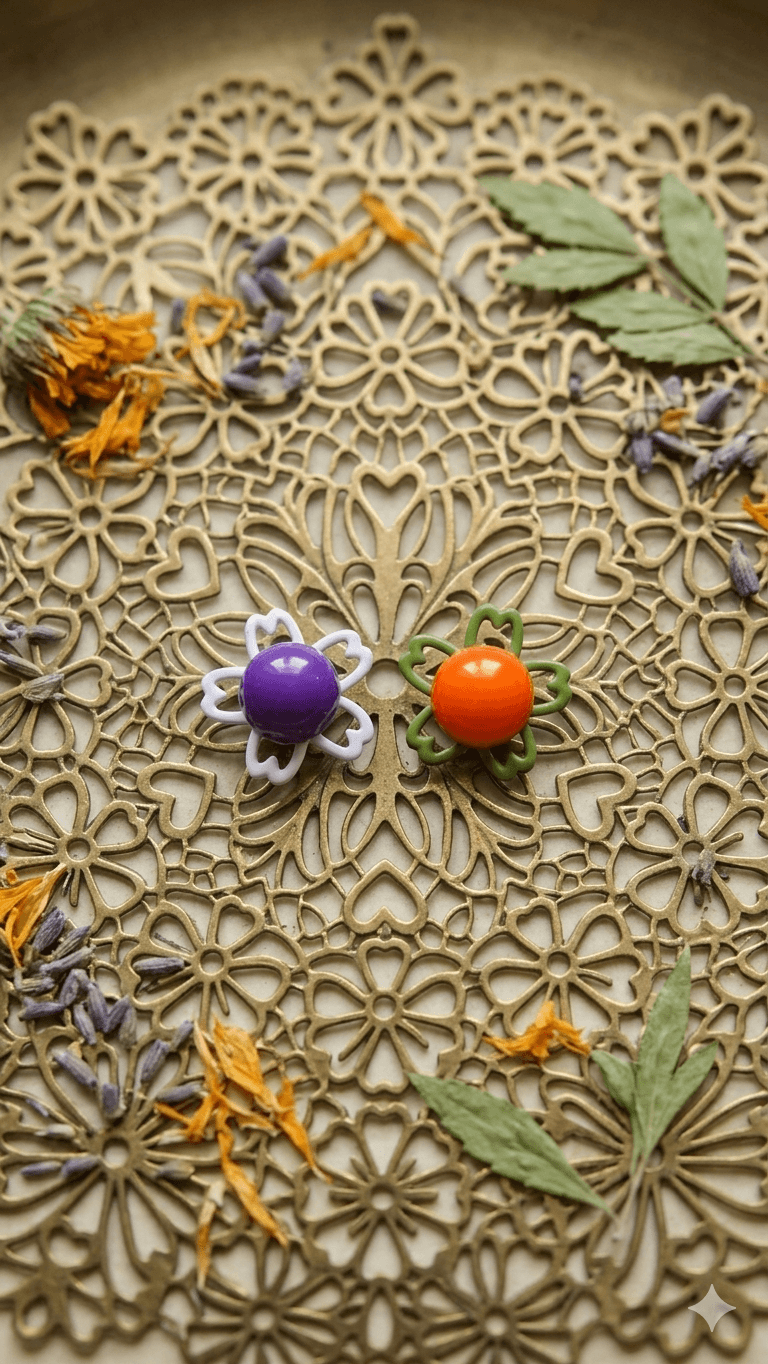 Flower ball point mini stud earrings - 이미지 1