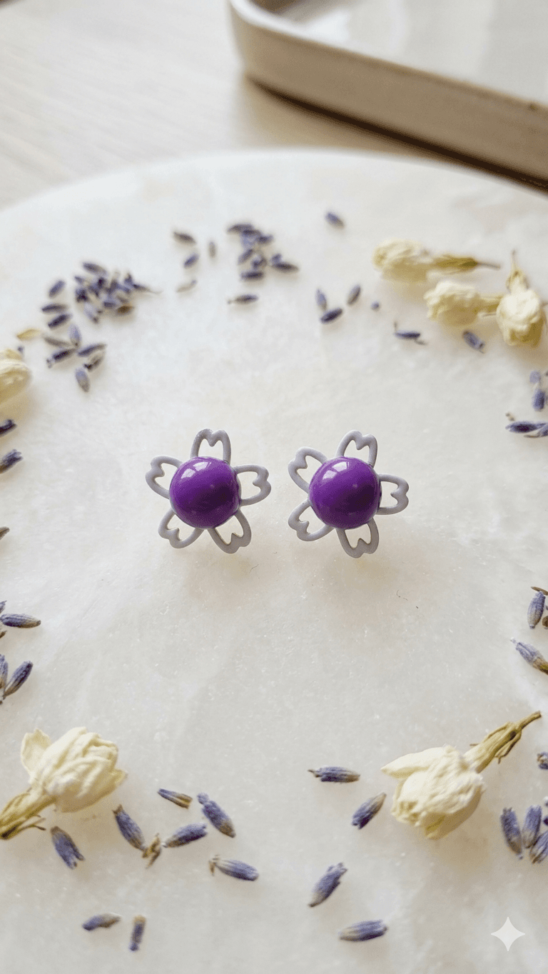 Flower ball point mini stud earrings - 이미지 3