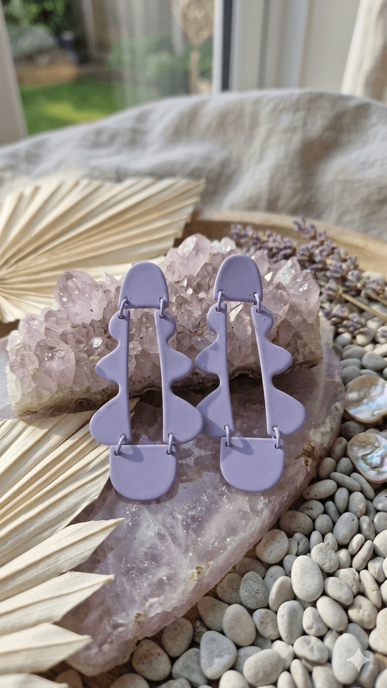 Wave Cutout Matte Drop Earrings - 이미지 2