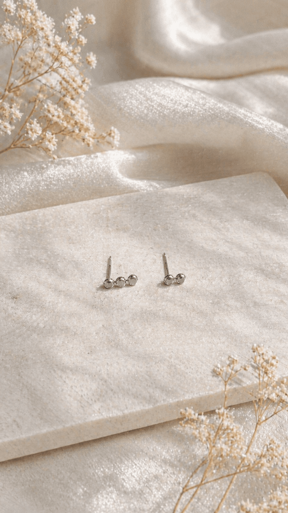 Silver 925 Mini Round Line Stud Earrings - 이미지 2