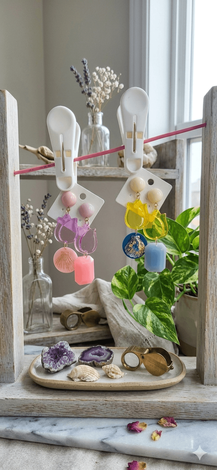 Tulip Acrylic Drop Earrings - 이미지 1