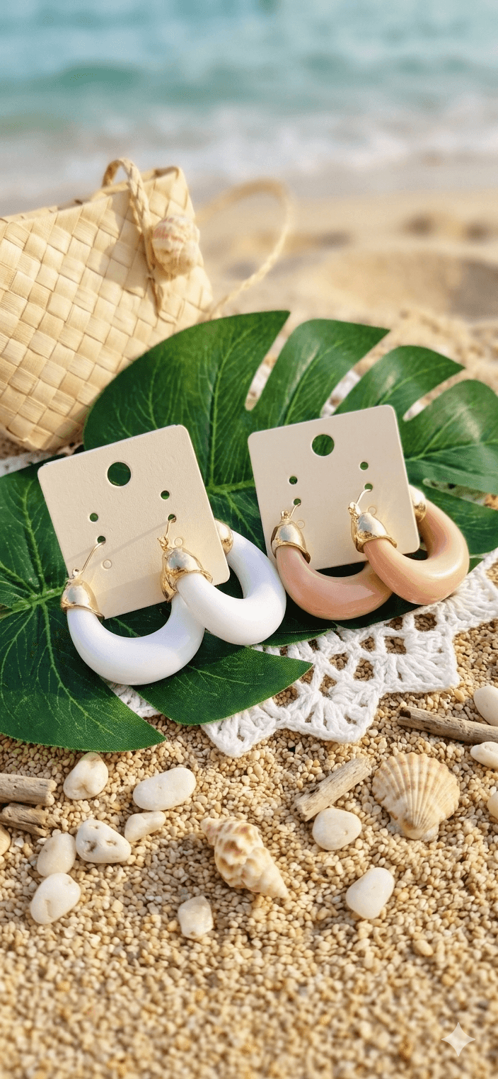 Gold Cap Point Bold U-Ring Earrings - 이미지 1